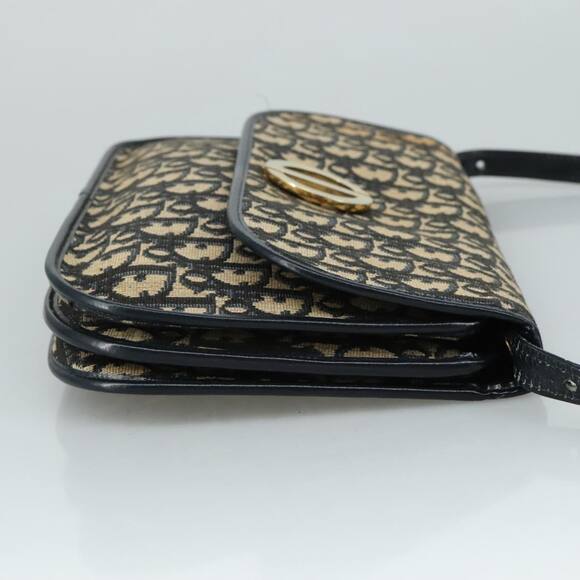 DIOR Trotter Canvas Shoulder Bag Navy Gold - Picture 4 of 13